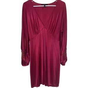 BCBG MaxAzria Bright Cherry Red Satin Dress Size: Large